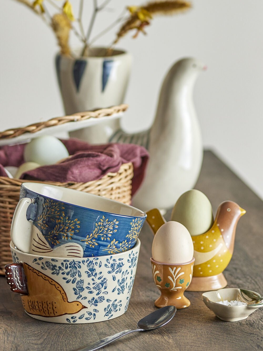 Birdy Egg Cup, Blue, Stoneware - Image 4