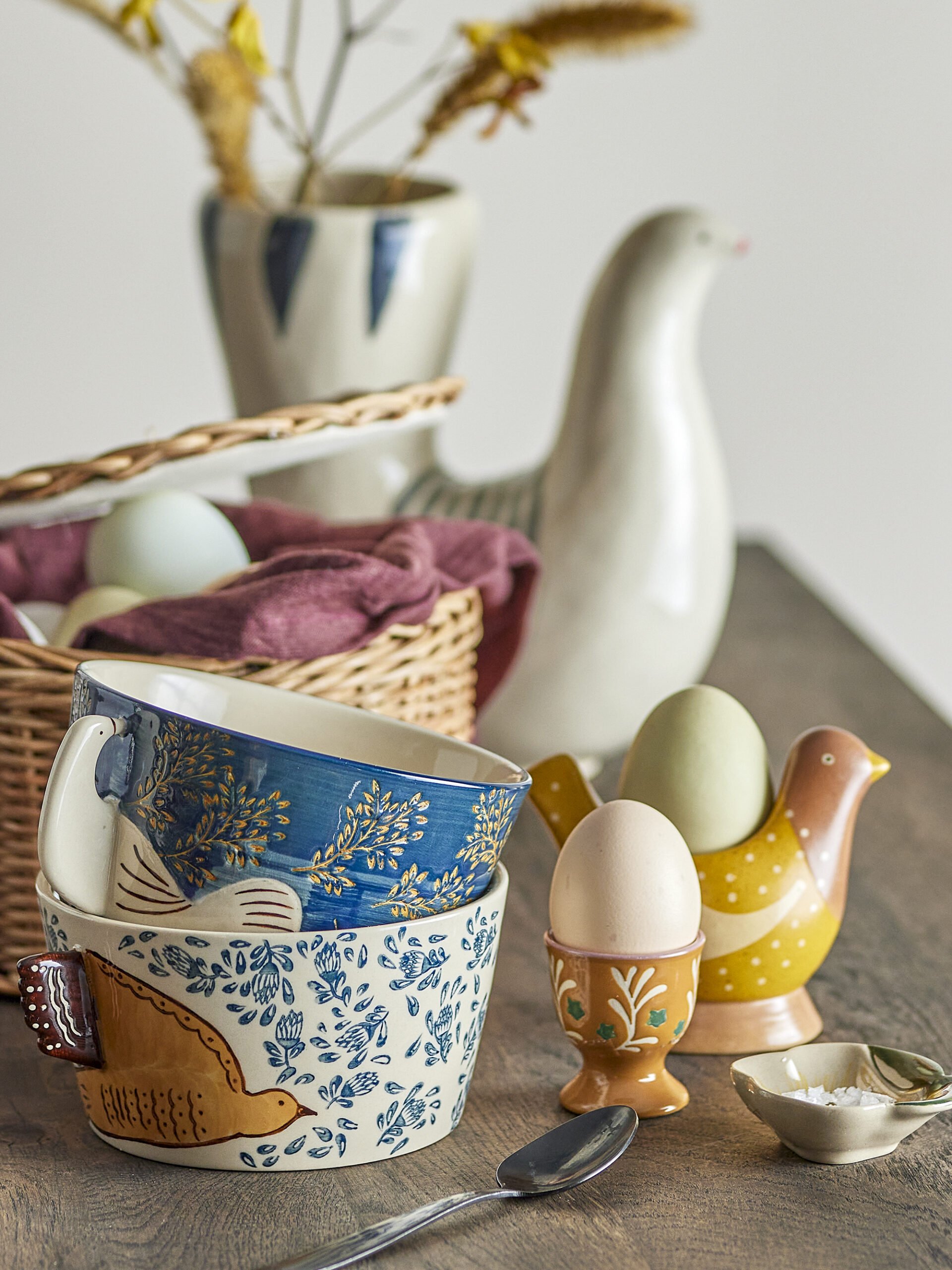 Birdy Egg Cup, Blue, Stoneware - Image 4