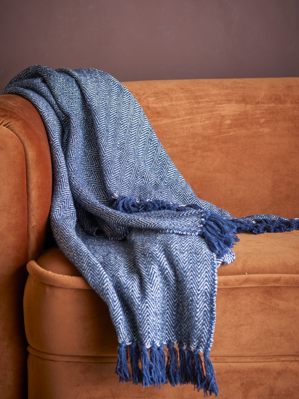 Herringbone Throw, Black, Recycled Cotton - Image 4