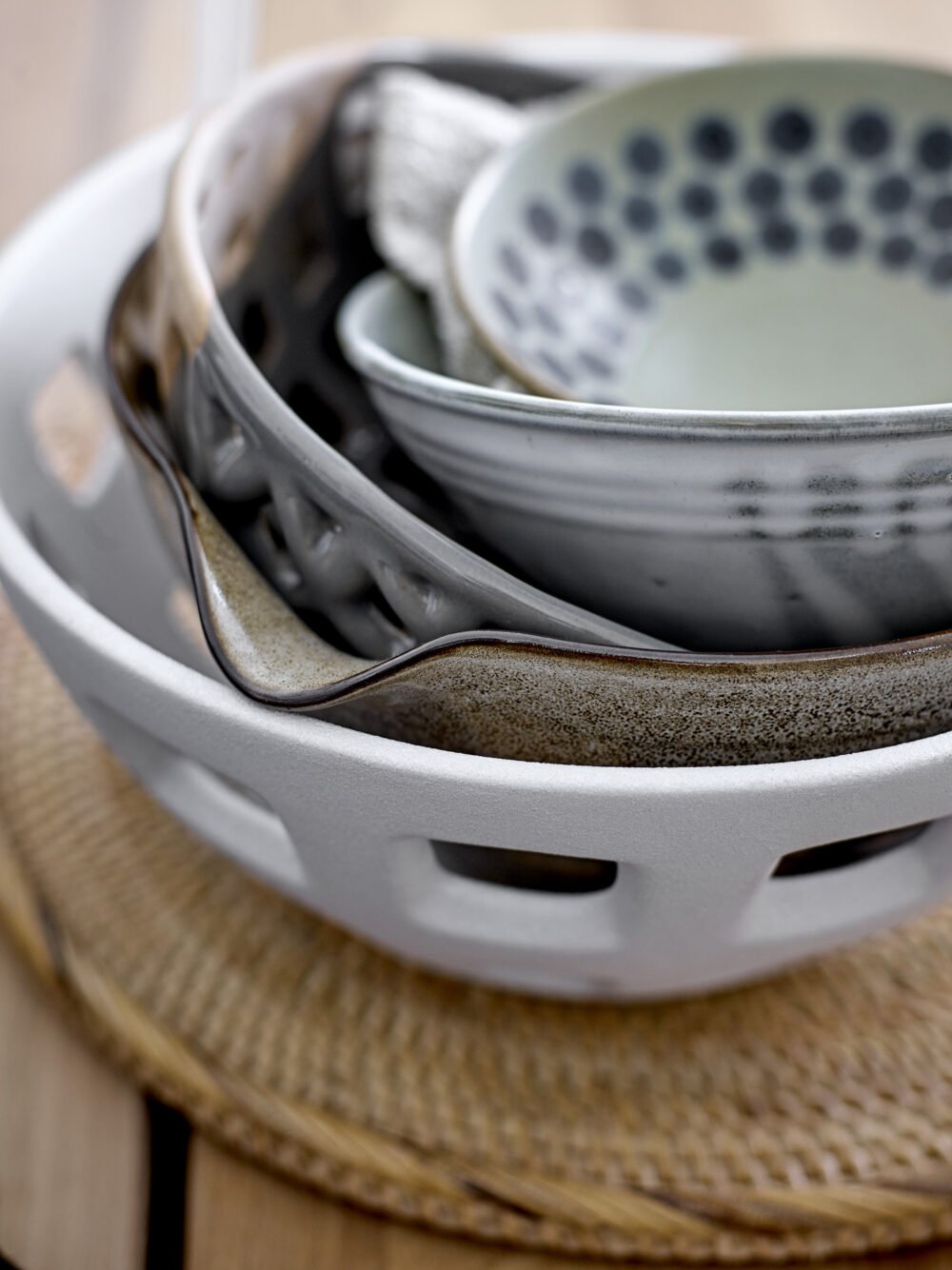 Electra Deco Bowl, Grey, Stoneware - Image 3