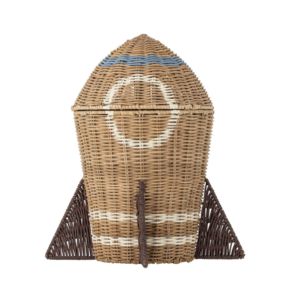 Space Basket w/Lid, Nature, Rattan
