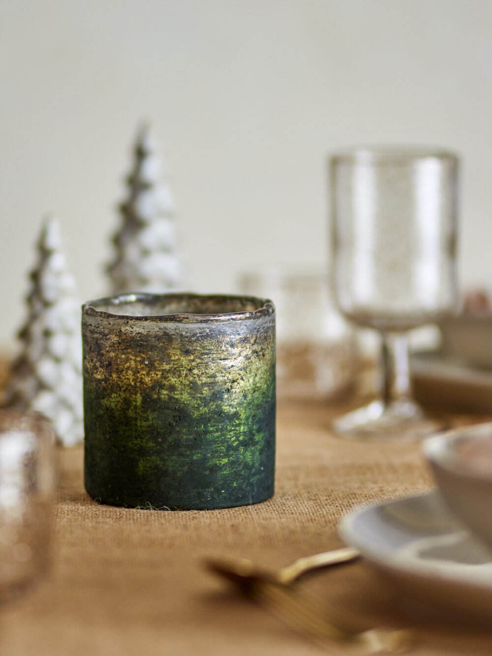 Janessa Votive, Green, Recycled Glass - Image 3