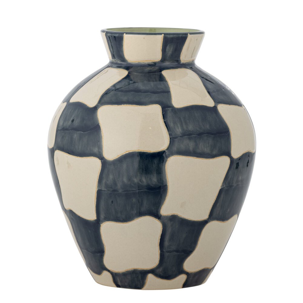 Check Vase, Blue, Stoneware