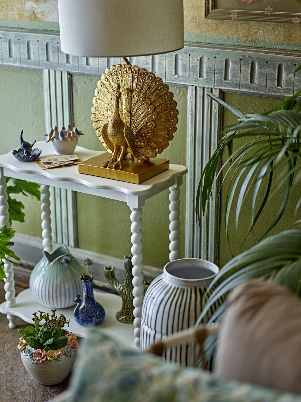 Peacock Table lamp, Gold, Polyresin - Image 4