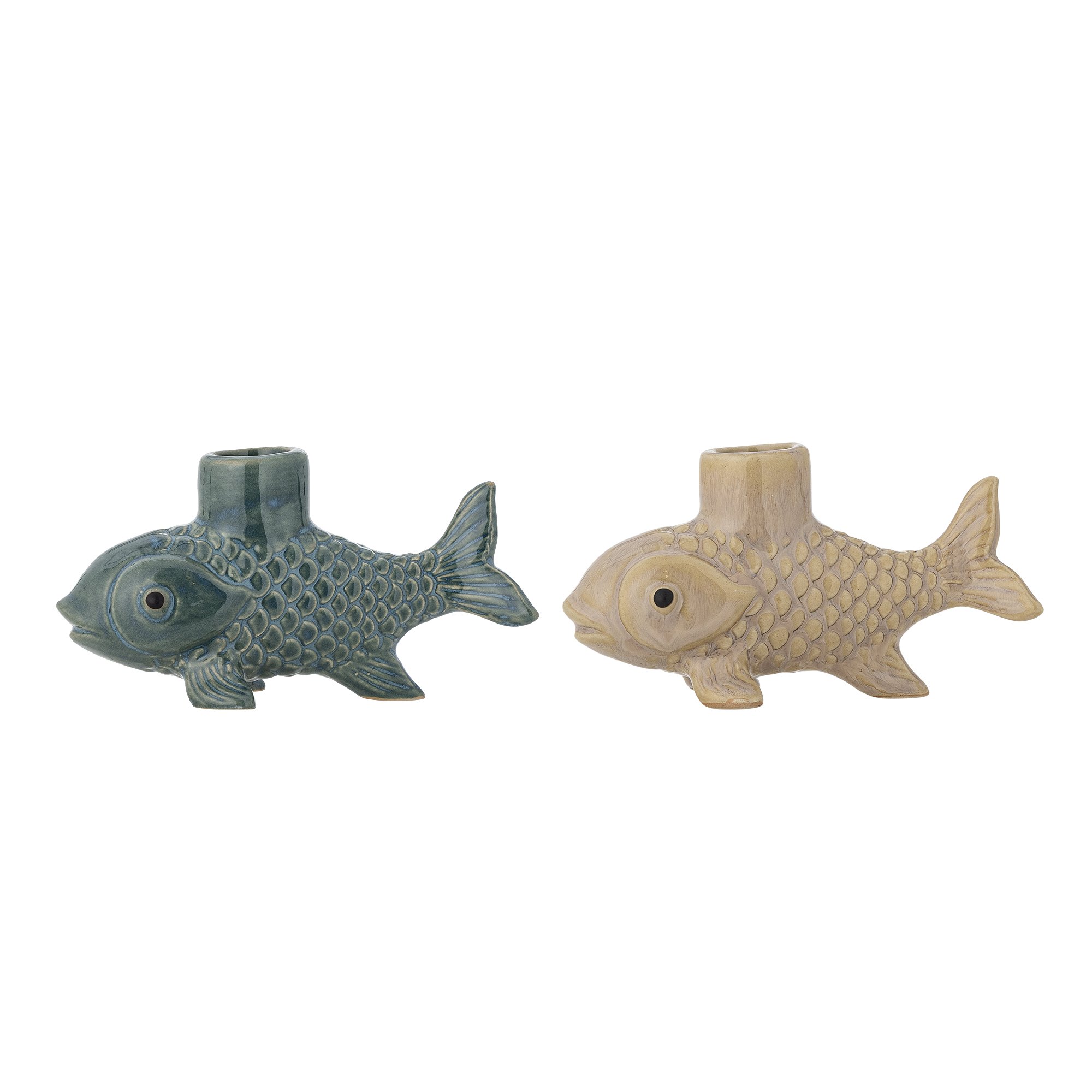 Burne Candle Holder, Green, Stoneware
