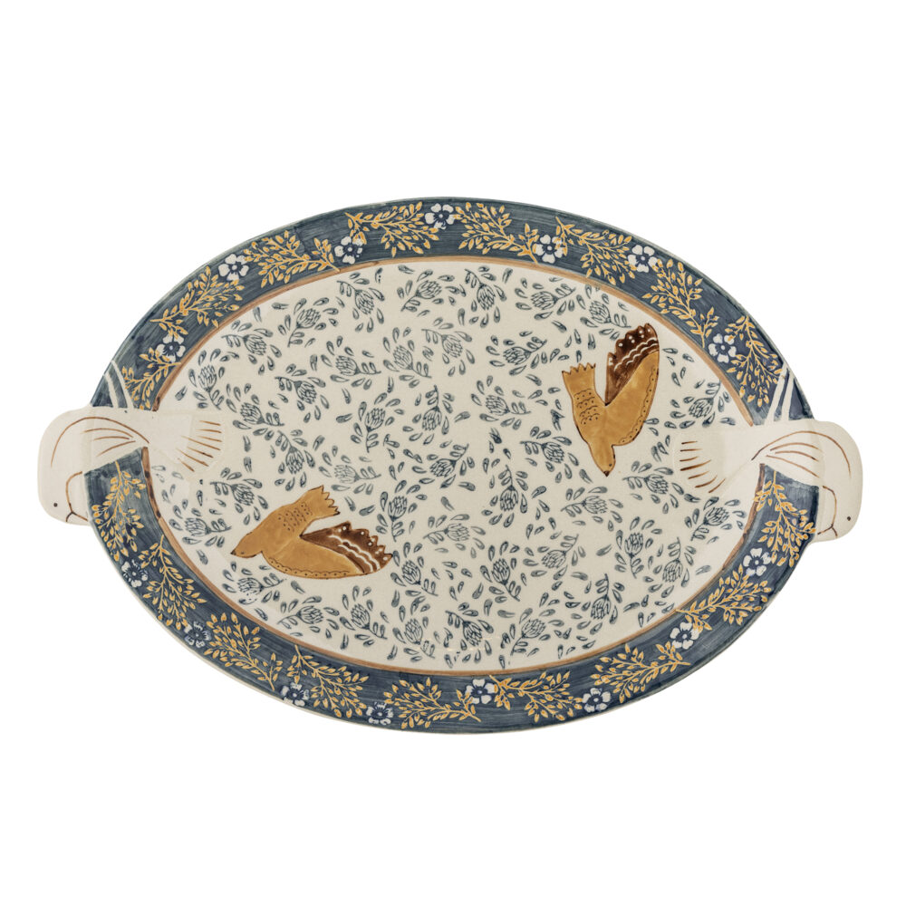 Hezha Serving Tray, Blue, Stoneware - Image 3