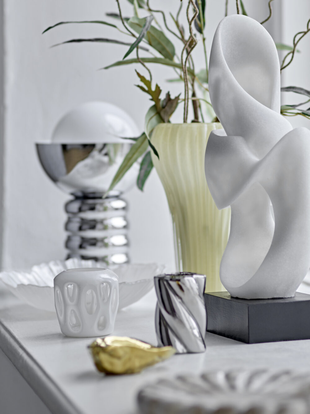 Silvia Candle Holder, Silver, Stoneware - Image 3