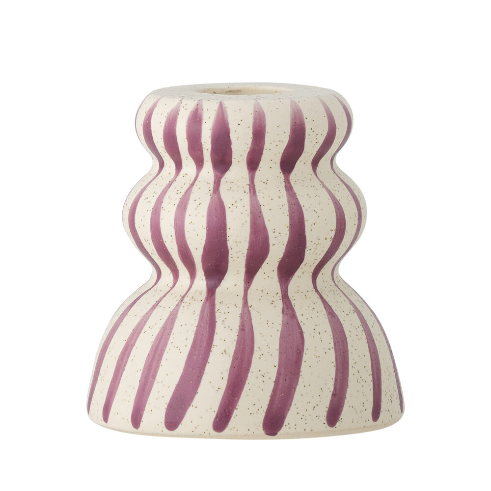 Gabin Candle Holder, Purple, Stoneware