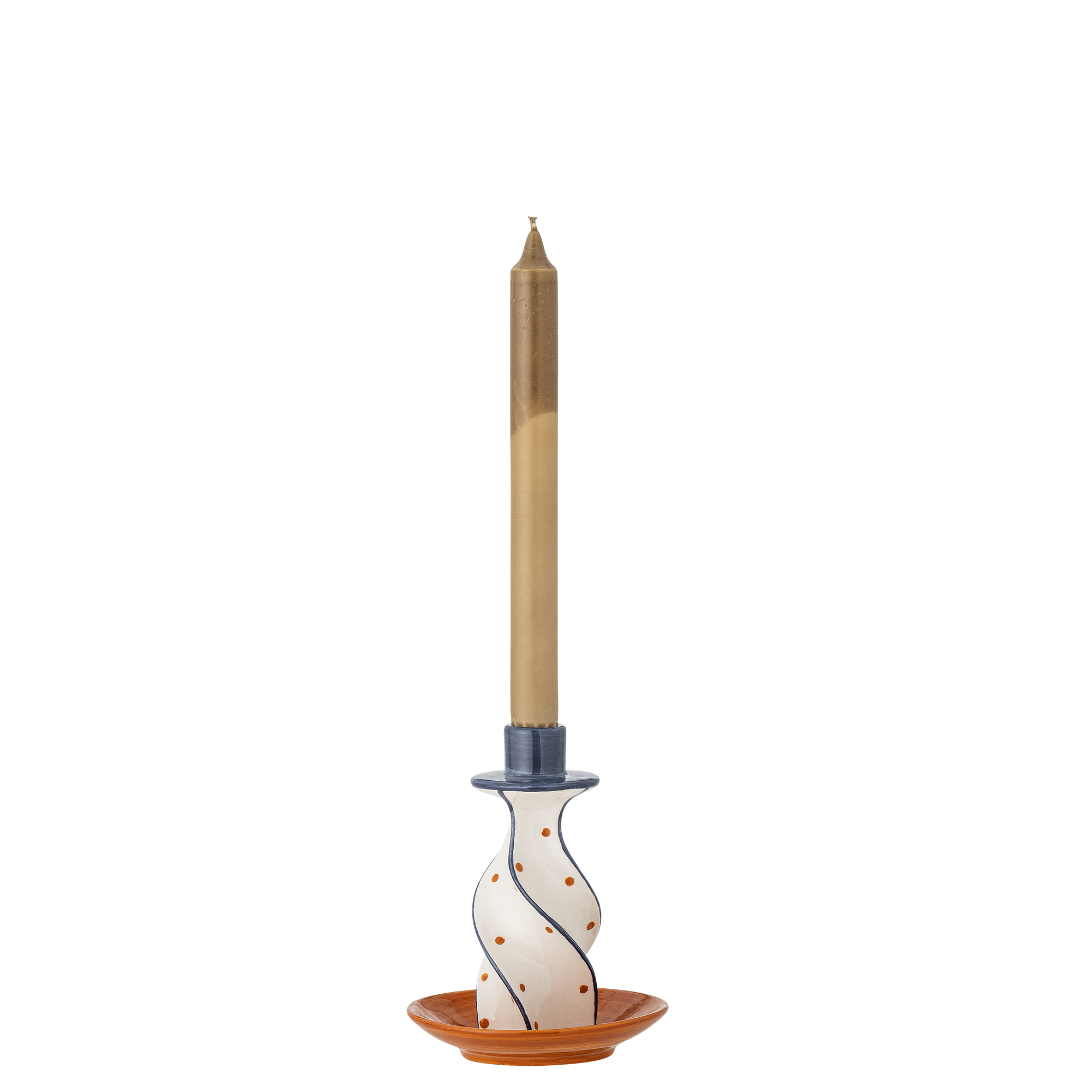 Kairi Candle Holder, Orange, Stoneware - Image 2