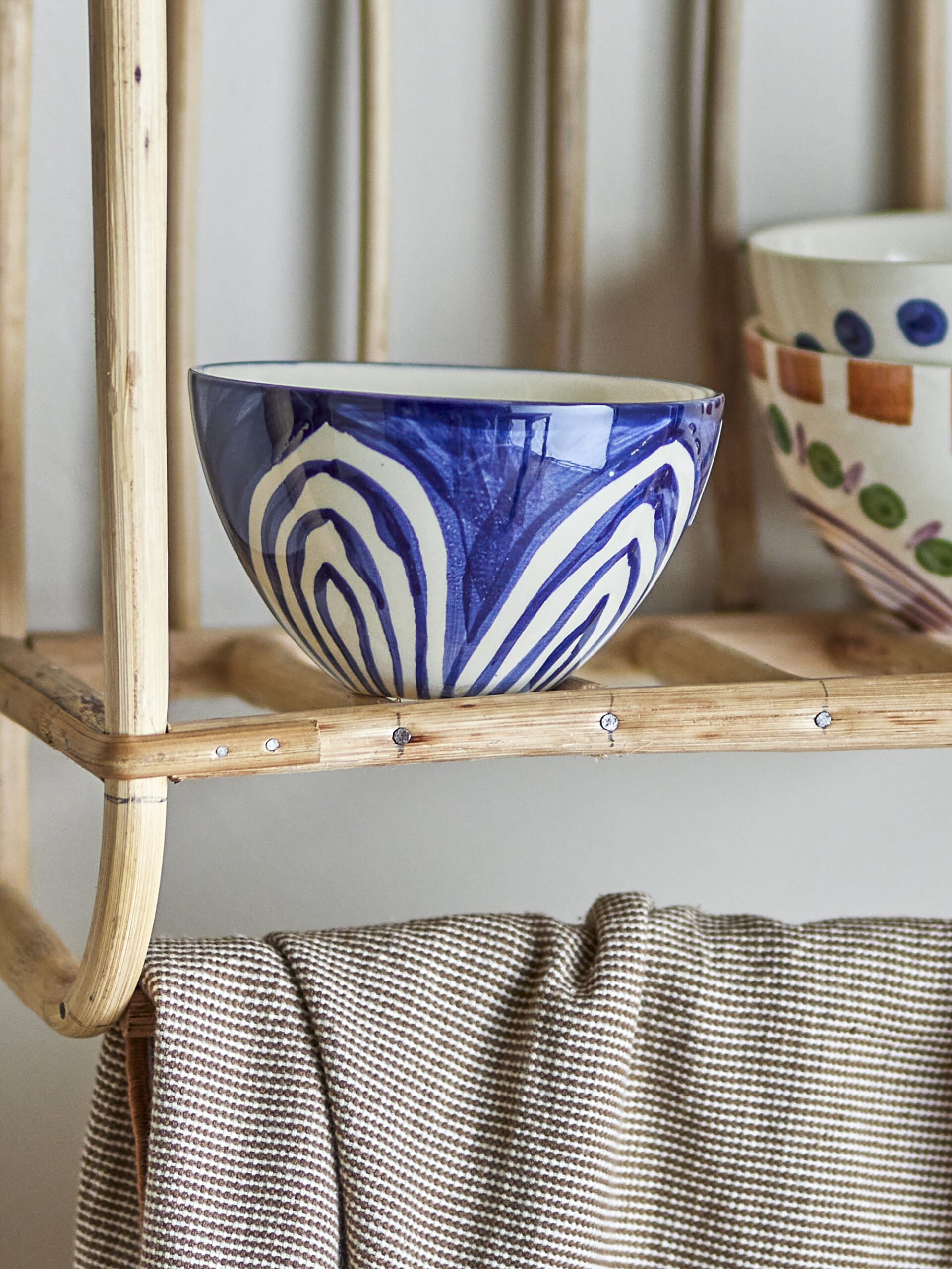 Shama Bowl, Blue, Stoneware - Image 3